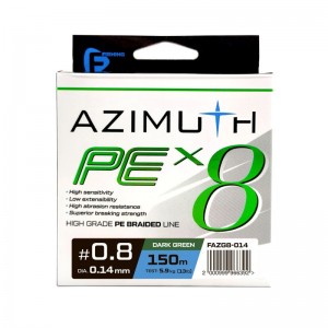 Шнур F-FISHING Azimuth PE X8 150м Dark Green 0,14мм 5,9кг/13lb