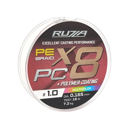 Шнур RUZZA X8 PC 150м Multicolor 0,165мм 7,3кг/16lb
