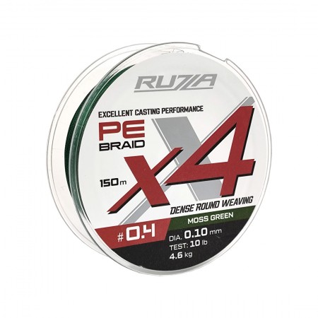 Шнур RUZZA X4 150м Moss Green 0,10мм 4,6кг/10lb