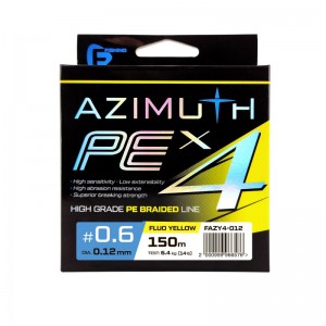 Шнур F-FISHING Azimuth PE X4 150м Fluo Yellow 0,12мм 6,4кг/14lb