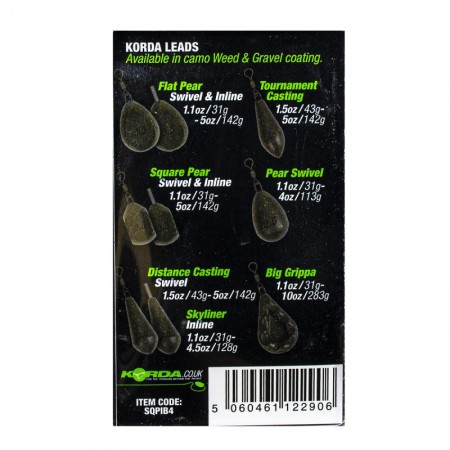 Грузило KORDA Square Pear Inline Blister 4,0oz 112гр