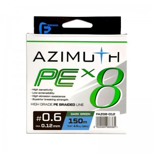Шнур F-FISHING Azimuth PE X8 150м Dark Green 0,12мм 4,5кг/10lb