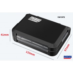 Раскладная коробка MEBAO (133*97*41 мм, Черный, 9 отделений с закрывающимися клапанами + 4 съемные перегородки)