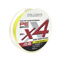 Шнур RUZZA X4 150м Fluo Yellow 0,12мм 6,4кг/14lb