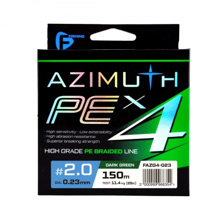 Шнур F-FISHING Azimuth PE X4 150м Dark Green 0,23мм 11,4кг/25lb