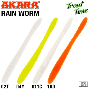 Силиконовая приманка Akara Trout Time Rain-Worm 2.5 Cheese 100 (10 шт.)