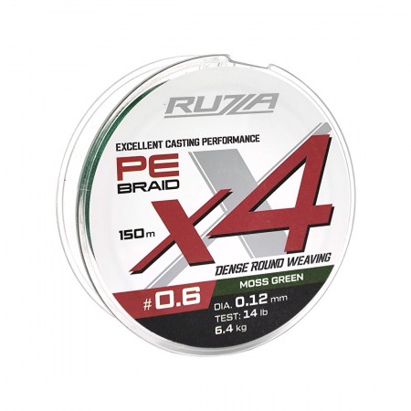Шнур RUZZA X4 150м Moss Green 0,12мм 6,4кг/14lb