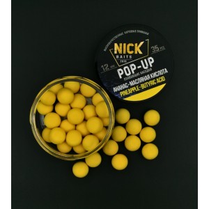 Насадка рыболовная NICK BAITS "POP-UP 12 мм" Ананас-Масляная кислота; банка 35 шт