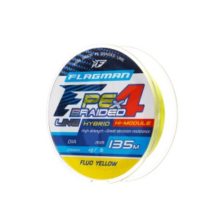 Шнур FLAGMAN PE Hybrid F4 135m FluoYellow 0,14mm. 7,7кг/17lb