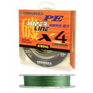 Леска плетен. Kosadaka "SUPER PE X4" 150м, цв. dark green, 0,30мм, 21,8кг BSLX4-DG-030-150