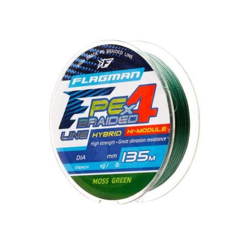 Шнур FLAGMAN PE Hybrid F4 135m MossGreen 0,08mm. 3,6кг/8lb