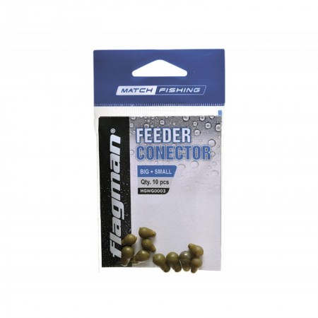 Фидерный коннектор для поводка FLAGMAN 10шт.(BIG+small) GREEN