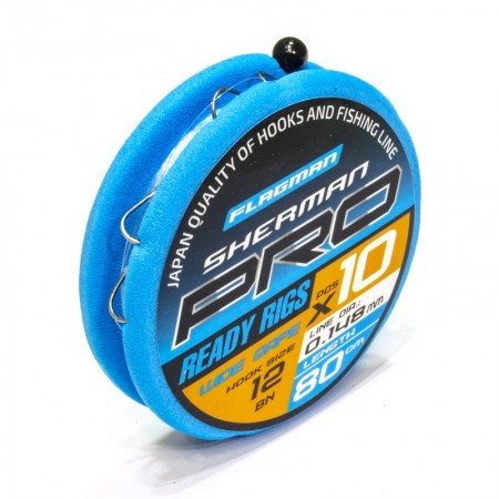 Готовые поводки FLAGMAN Sherman Pro Wide Gape Ready Rigs 0,148mm,#12,80cm