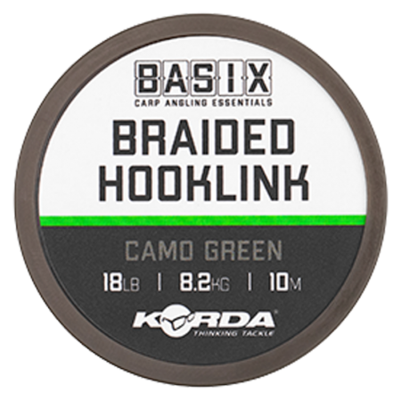 KORDA Поводковый материал Basix Braided Hooklink 18lb 10м Camo green