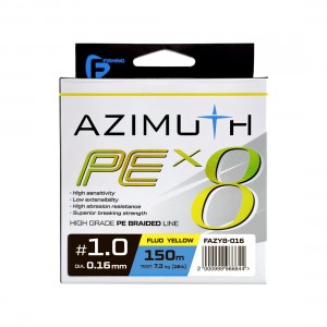 Шнур F-FISHING Azimuth PE X8 150м Fluo Yellow 0,16мм 7,3кг/16lb