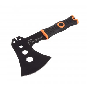 Топор туристический "СЛЕДОПЫТ" 240*130*85 мм, 350 гр., обрез.ручка с оранж. вставками, в чехле.