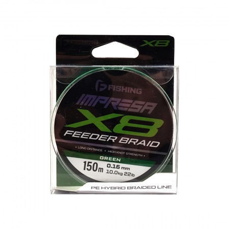 F-FISHING Шнур Impresa Braid PE X8 Feeder 150м Green 0,16мм 10кг/22lb