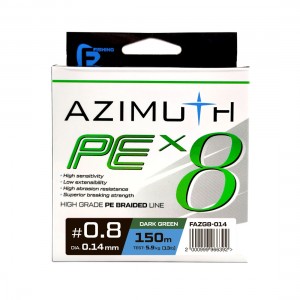 Шнур F-FISHING Azimuth PE X8 150м Dark Green 0,14мм 5,9кг/13lb